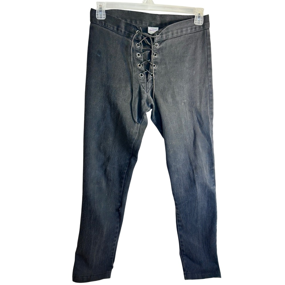 Fredericks of Hollywood Lace Up Pants 28 Black Vintage Grommet Skinny Women